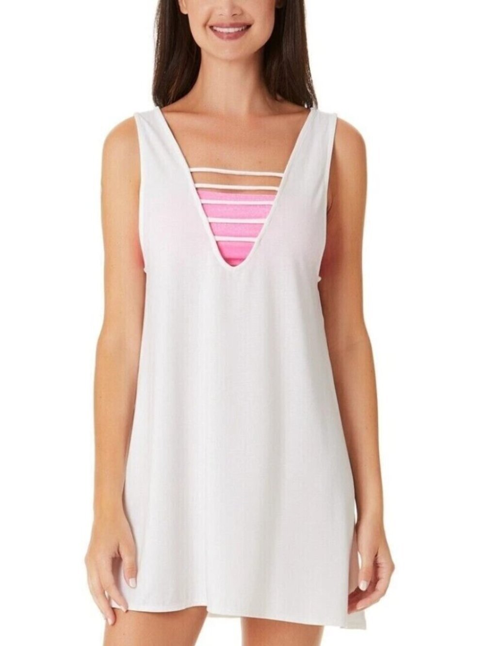 California Waves Swim Coverup Strappy Swim Cover-Up White Womens SIze M NWT